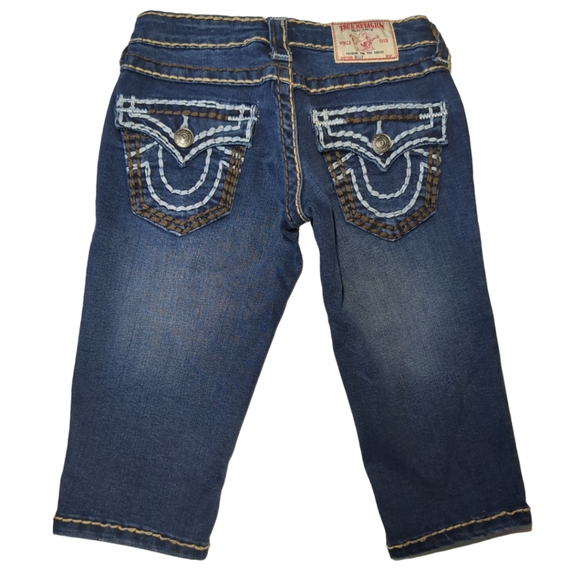 True Religion Joey Luxury Blue Denim capris Size 28 - Picture 11 of 16